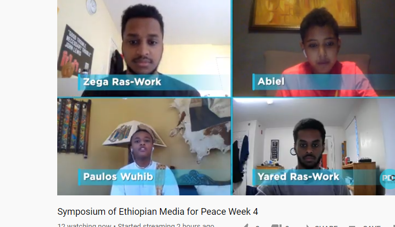 EthiopiaPDCI's tweet photo. #Ethiopian youth read the Pledge for One Peaceful #Ethiopia LIVE! #mediaforpeace @Raswork @zegaras_work 
Join us in signing the pledge here https://t.co/8vSB4MUPEn https://t.co/cKMuUMlJOl