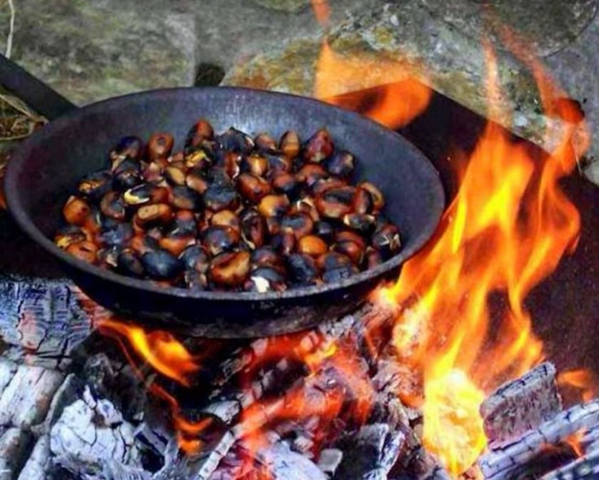 The party is the "magosto", chestnut party.In the Canary Islands "los finaos".Where, among other things, chestnuts are roasted over the fire.  #magosto  #chestnutParty