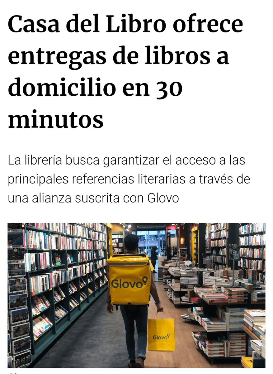Sinceramente, si crees que necesitas un libro en 30 minutos (y no puedes ir a una librería tú mismo/a), probablemente lo que necesitas es otra cosa. #PedirConRidersEsApoyarLaExplotación #ApoyaATuLibreríaLocal