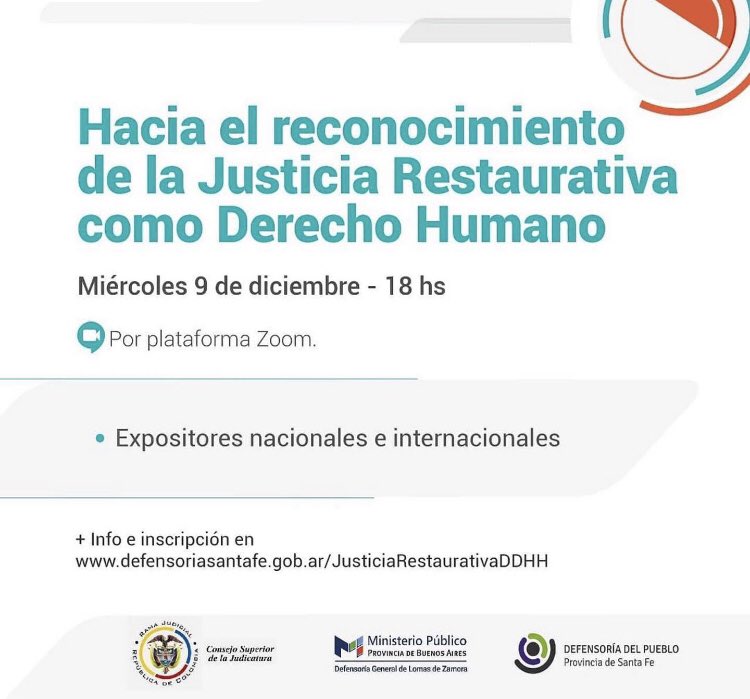 GermanBauche's tweet photo. Los invito al Webinar que haremos el 9/12 a las 18hs! en conjunto con la @DefensoriaLZ @defensoriaSF y el #consejodelajudicaturadecolombia
Inscripción en mi Bio👈🏻
📣 HACIA EL RECONOCIMIENTO DE LA JUSTICIA RESTAURATIVA COMO DERECHO HUMANO 
#justiciarestaurativa https://t.co/jIb8AkT8Ig