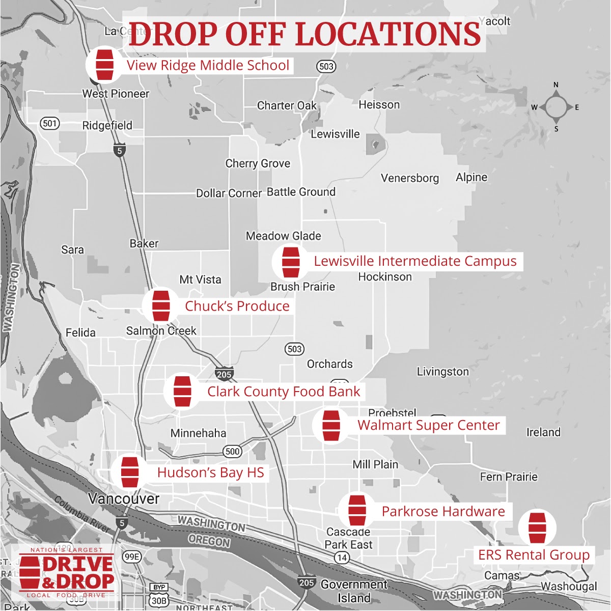 WalkandKnock's tweet photo. Drive &amp; Drop is here! Today is the day to drop off all of your goods at one of our locations. We thank anyone and everyone who is helping to fight against hunger with us!   #feedclarkcounty, #driveNdropDec5, #communitysupport https://t.co/MbANEzEA6o