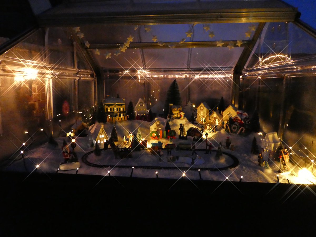 Ivimartha's tweet image. So this year I decided to do something different and put up a Christmas 🎄 village in my little greenhouse so that the kids can see and hopefully enjoy it when they walk past the house on their way to and from school. 🙂