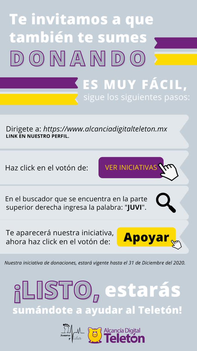 JuviTorreon's tweet photo. Te invitamos a ser parte de este proyecto increíble llamado TELETÓN 💜💛 Dona en nuestra alcancía digital para ayudar  más de 80 mil niños y familias apoyadas por el Teletón al año https://t.co/zAW35nUVbO