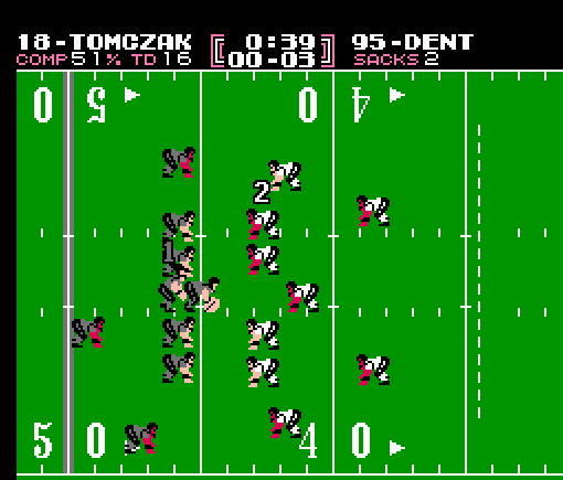 Some crafty programmers made it so the teams on this ROM would have different colors based on whether they were Player 1 or 2. See Bears uniforms for P1 & P2 below. USA Bears could play Japan Bears and we'd have no issues w/ same uniform colors & who was on offense or defense.