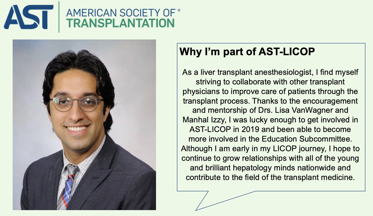 Liver/Intestinal Community of Practice - AST (@ast_licop) on Twitter photo ⚡️SPOTLIGHT SERIES⚡️
This week we are featuring Dr. Ryan Chadha - an anesthesiologist (interested in liver transplant anesthesiology) at Mayo Jacksonville (<a href="/MayoAnesthesia/">Mayo Clinic Department of Anesthesiology</a>)
Read why Dr. Chadha is part of AST-LICOP and the education subcommittee below!
#livertwitter ⚡️SPOTLIGHT SERIES⚡️
This week we are featuring Dr. Ryan Chadha - an anesthesiologist (interested in liver transplant anesthesiology) at Mayo Jacksonville (<a href="/MayoAnesthesia/">Mayo Clinic Department of Anesthesiology</a>)
Read why Dr. Chadha is part of AST-LICOP and the education subcommittee below!
#livertwitter