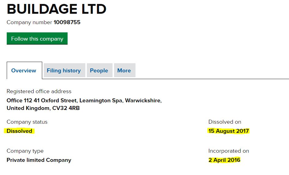 Now 4thBUILDAGE LTDIncorporate in 2016 and dissolved in 2017 in just 1 yearNature of business is also not mentioned!