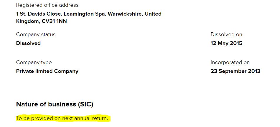 Now 6th FLAMESKY LIMITEDIncorporate in 2013 and dissolved in 2015 in just 2 yearNature of business is also not mentioned!