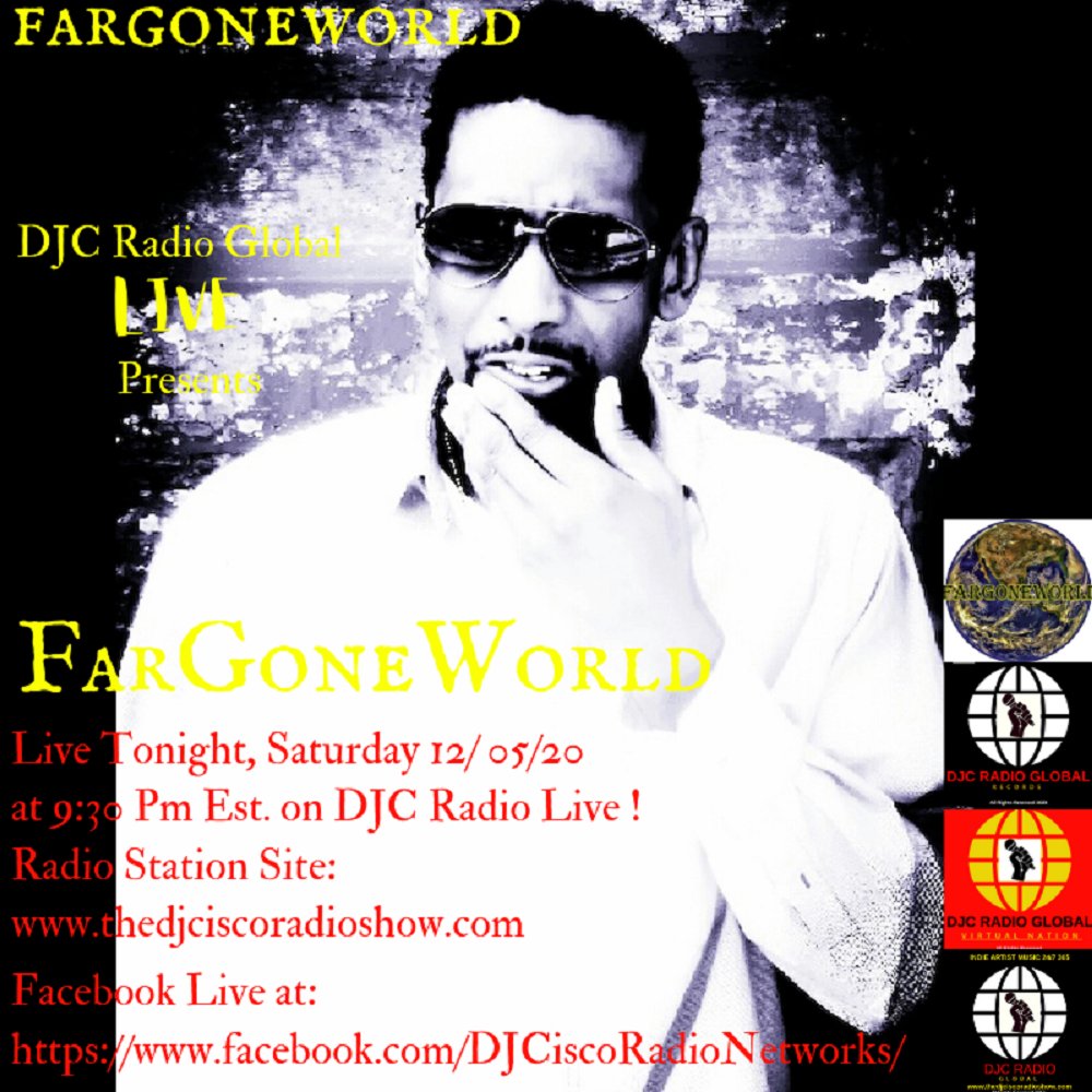 djciscoshow's tweet photo. https://t.co/6FiIDjAuzJ
Happy Saturday Peoples
Tune In All Day To DJC Radio Global At https://t.co/kSy6KDN82P
Also Tonight
Hip Hop & RnB Show Tonight at 9:30 Pm est.
The "Hip Hop and RNB Show" with Tonight's guests Indie Artists "FarGoneWorld" Live on the show. #FarGoneWorld https://t.co/MEzzSebA3I