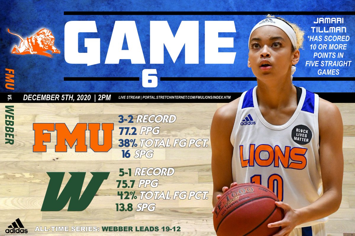 GoFmuLions's tweet photo. Get ready for today's big @sunconference showdown between #FMUWBB &amp; @WebberAthletics 

📅 | TODAY
🕑 | 2pm
📍 | FMU Wellness Center
❌ | NO FANS

📺 | https://t.co/DjY9wlvOpM
📊 | https://t.co/lcUBYemZC0

#️⃣ | #HER21
#️⃣ | #BeatWebber
#️⃣ | #RespectTheDen https://t.co/5d6Ih4yGqn