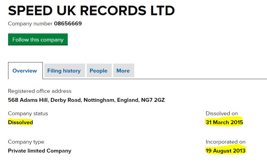 9thSPEED UK RECORDS LTDIncorporate in 2013 and dissolved in 2015 in just 2 yearNature of business is also not mentioned!There are couple of more but I stop it here because you have Idea now that how he is creating and closing companies!