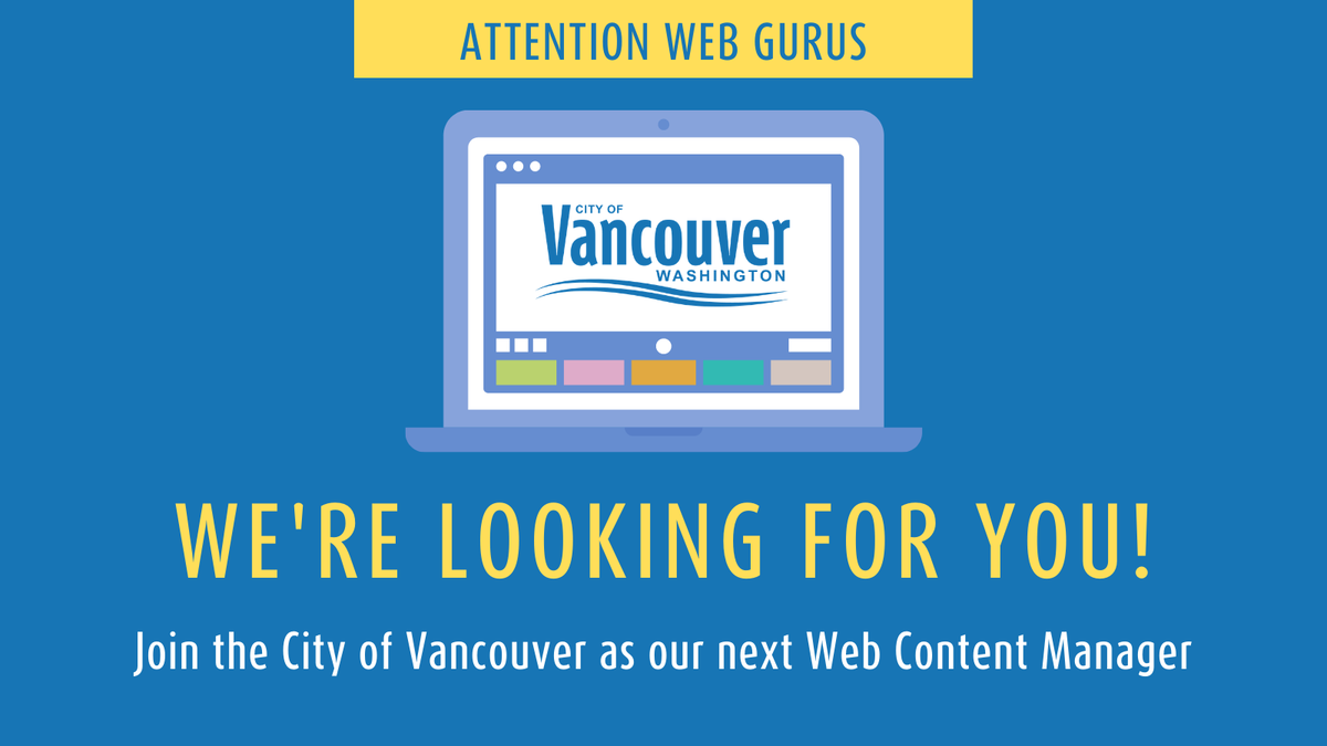 VancouverUS's tweet image. Are you an enthusiastic, experienced web content professional with skills in web-based technology, communications, graphics, training, problem solving and project management? If so, apply to be the City of Vancouver’s web guru! tinyurl.com/y6tlvvzg #WebContentManager #VanWa