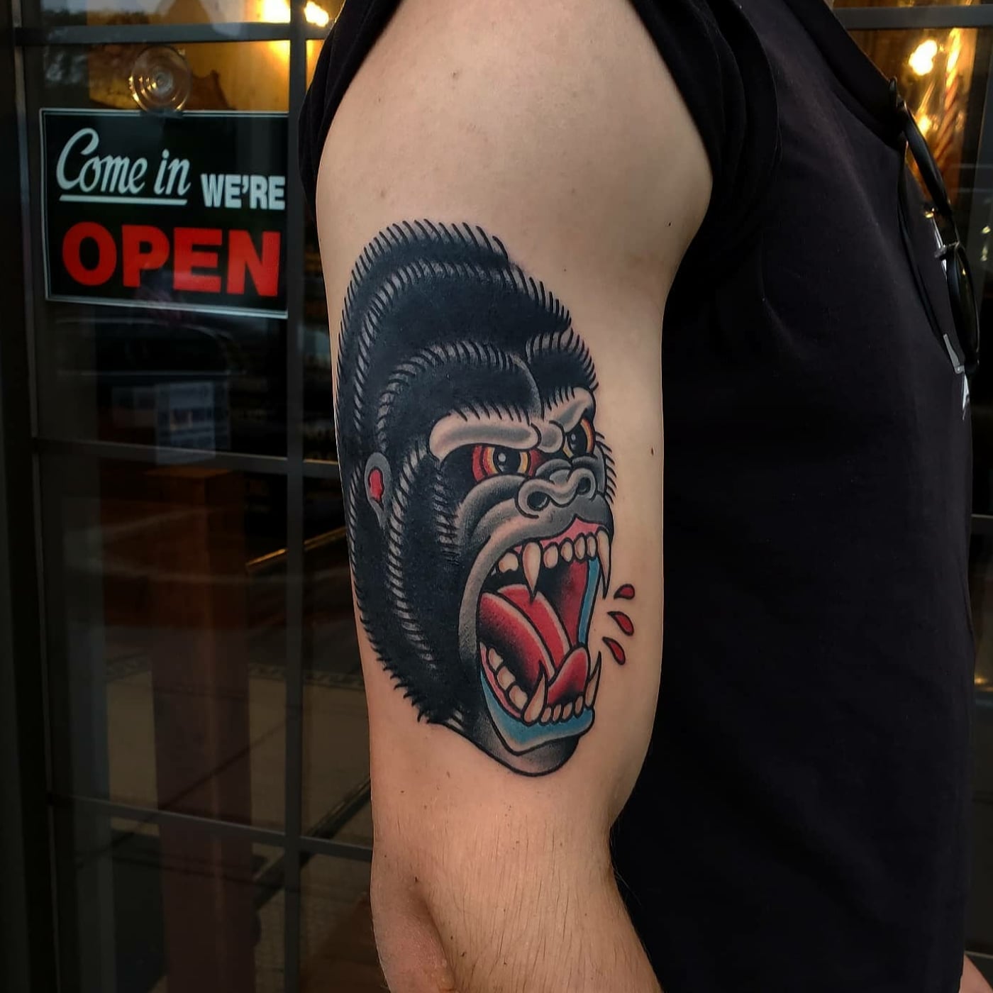  Traditional gorilla head on shin   Blackfriars tattoo  Facebook