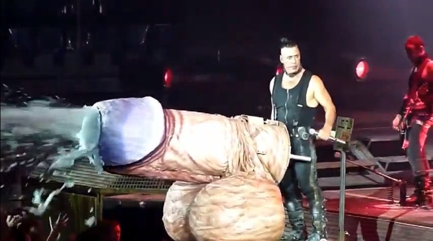 CS_Dale's tweet photo. @InvisProcess @JennaMoquin Till Lindemann, Rammstein’s lead singer, used a dildo attached to a hope up his leg to spray the audience with water during a tour. More recently it was a giant penis spraying foam. https://t.co/ydSi046NvL