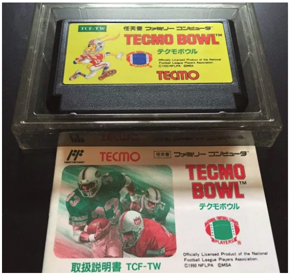 I learned about 1990 Japan version in 2004. I saw the roster changes & salivated at the thought of playing a long overdue "updated" version of TecmoBowl! We'd played Tecmo for 15 years by then. Famicom cartridges are small & do not fit in a NES. Fortunately they make an adapter!