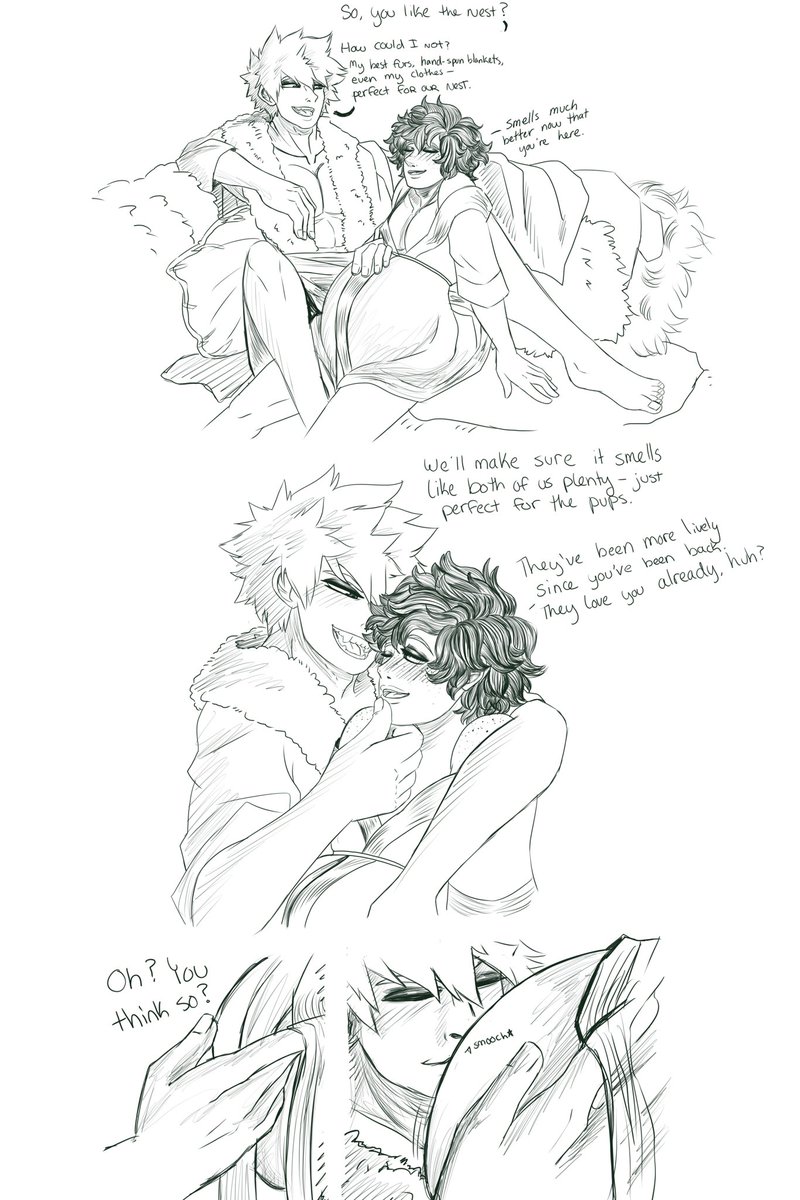 Part two of the lovely omega verse m!preg fantasy au thing with o!izuku and...