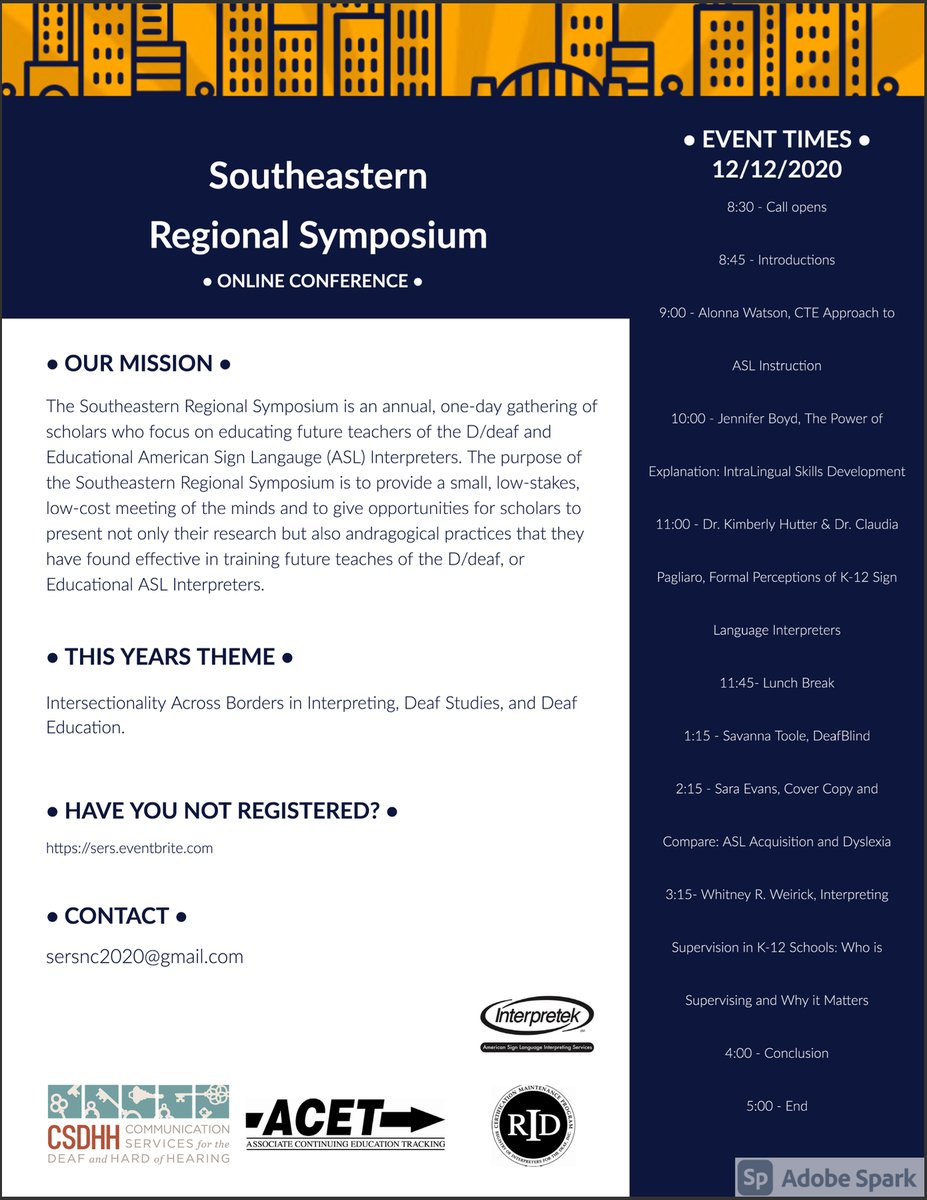 Excited to announce our schedule for the 2020 Southeastern Regional Symposium!
Register here: sers.eventbrite.com