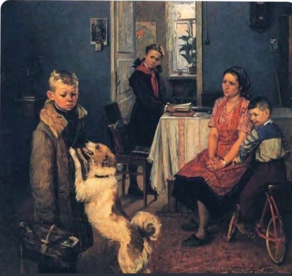 Köpeğe temas eden Şafii çocuğun hüznü adlı tablo.