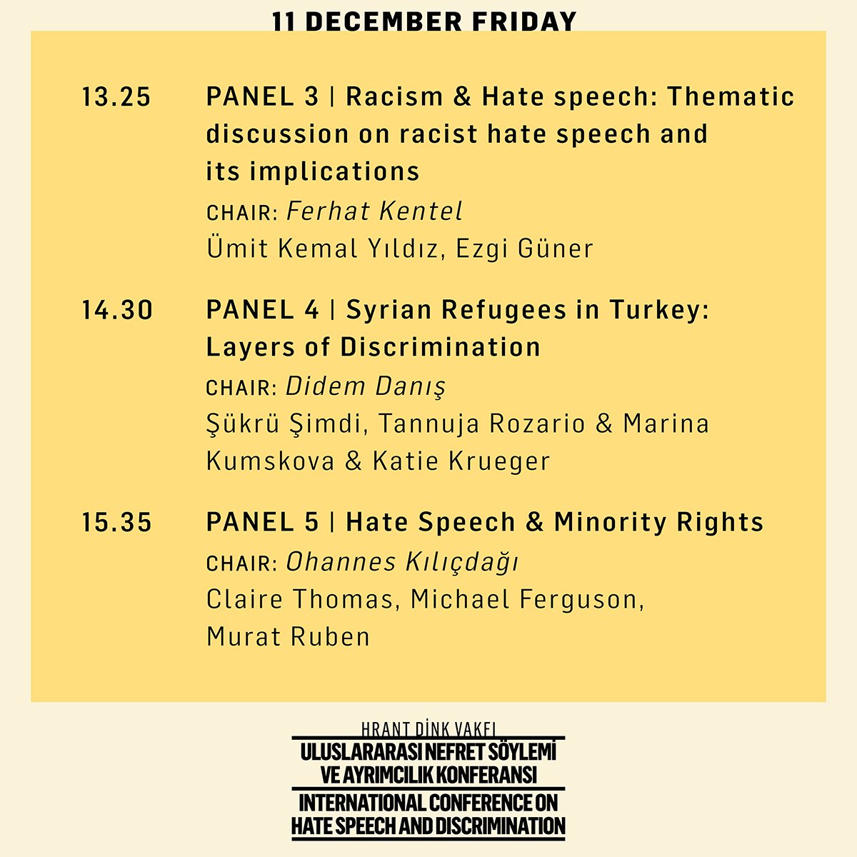 HrantDinkFnd's tweet image. The &apos;International Conference on Hate Speech and Discrimination&apos; will be held on 11-12 December, follow the link to register and learn more about the programme: bit.ly/2JBeS8M  📆📝
 #ForANewDiscourse #NoToHateSpeech