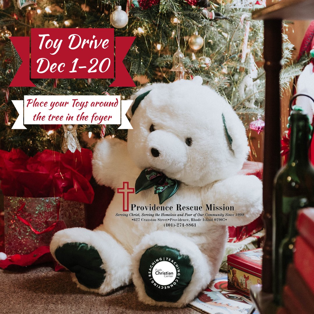 FaithCCenter's tweet photo. Come along the side of our friends at the Providence Rescue Mission.  Help brighten Christmas morning for all God’s little children.  Bring your new toys and place them around our tree in the foyer.
 
#toys #donate #providencerescuemission #faithccenter #faithchristiancenter https://t.co/Qi7Dp8IKqL