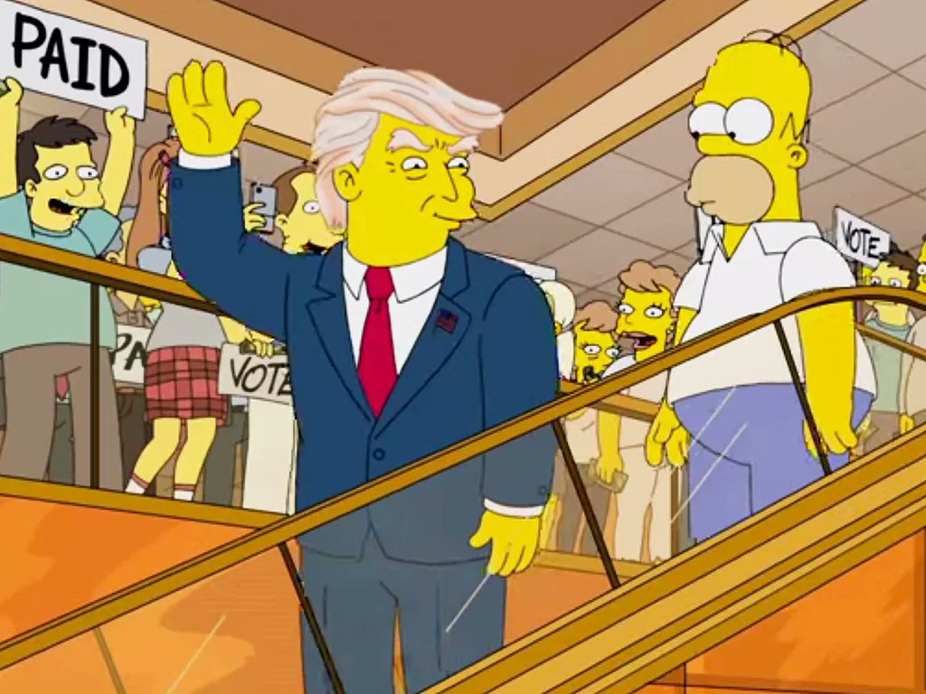 Simpson's showcasing Trump running for president, this episode is 20 years old.Also notice the girl in the both the episode & real life have the same checkerboard skirt on.The world Elite that control the play that you're all watching stick with the small details apparently.