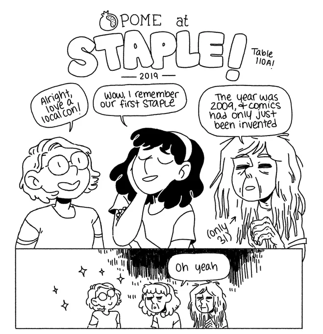Thinking about all the missed comics hangs this year but especially @staple because it was the first con I ever tabled at! Can't wait to be there again and reminisce with @presidentcc and @murdersheedited about our decaying bodies and the slow passage of time 