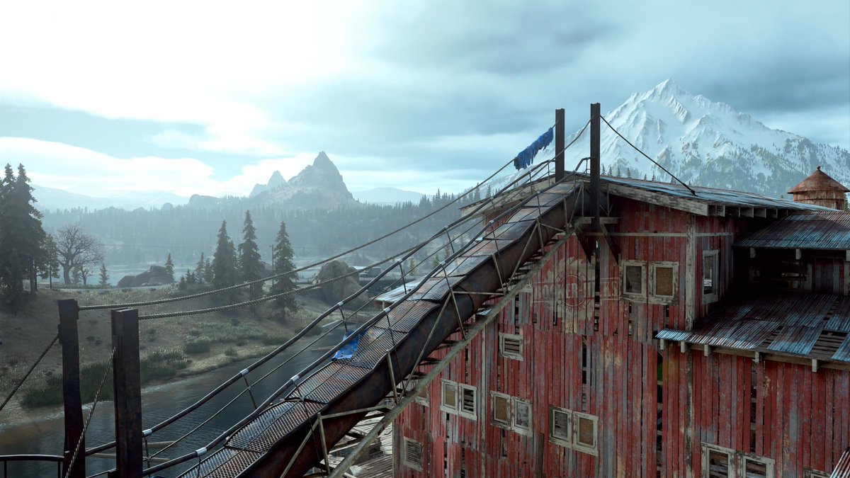 In honor of  @JakeRocket, here is a thread of photos from the Old Sawmill. A huge technical achievement with 500 Freakers on screen at the same time, combining elements of horror, strategy and pure adrenaline creating an iconic mission on the PS4 console.  #DaysGone