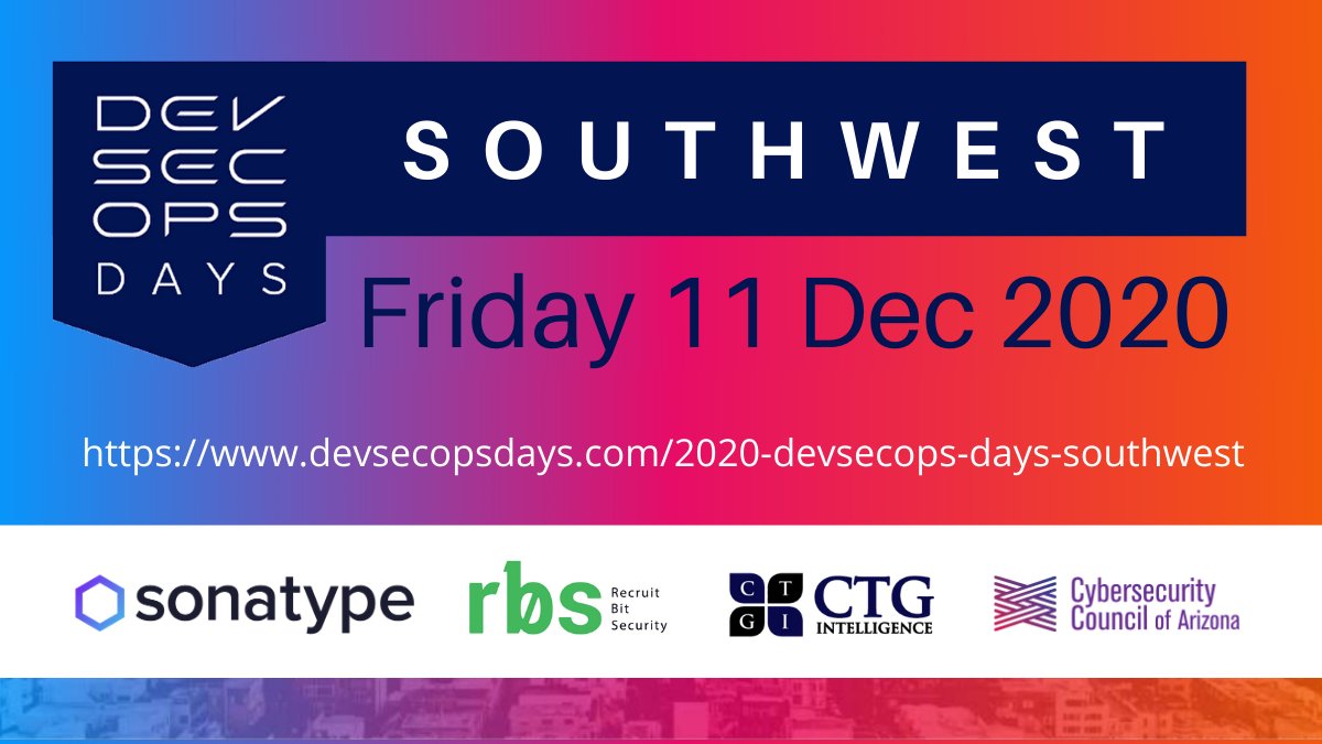 RecruitBitSec's tweet image. Bringing you a day of discussion &amp;amp; tech talks as part of the global series of @DevSecOpsDays in partnership with @CTGIntelligence and @CCofAZ - please register today at eventbrite.com/e/devsecops-da…  #devsecops #devops #infosec