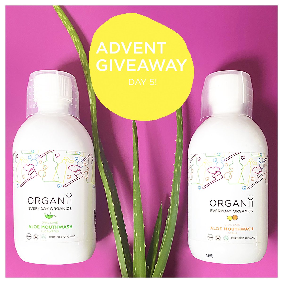 ORGANiiUK's tweet photo. It’s day 5 of our advent #giveaway!
Today you can win our award winning certified #organic, #vegan &amp; cruelty free Aloe Mouthwashes in both Eucalyptus and Citrus!

All you need to do to enter is:
🌟Like 🌟RT 🌟Follow @ORGANiiUK before 6pm tomorrow.

#competition #vegangiveaway https://t.co/nWdqlQl3gn