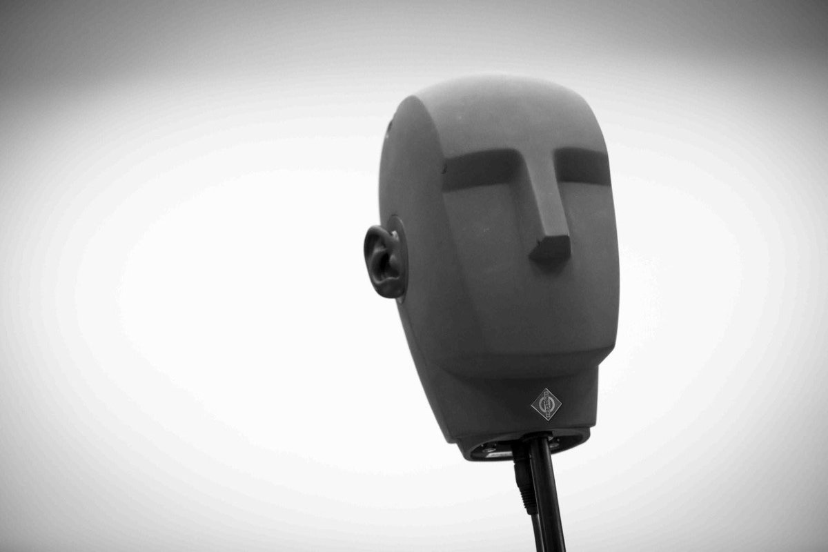 Theatresaurus's tweet photo. We’ve been recording using this magic mic this week. #binaural #audioplay #alwaysadapting #theatreintier2 thanks @hljsound for your patience and skill https://t.co/TbeXdc2MzN
