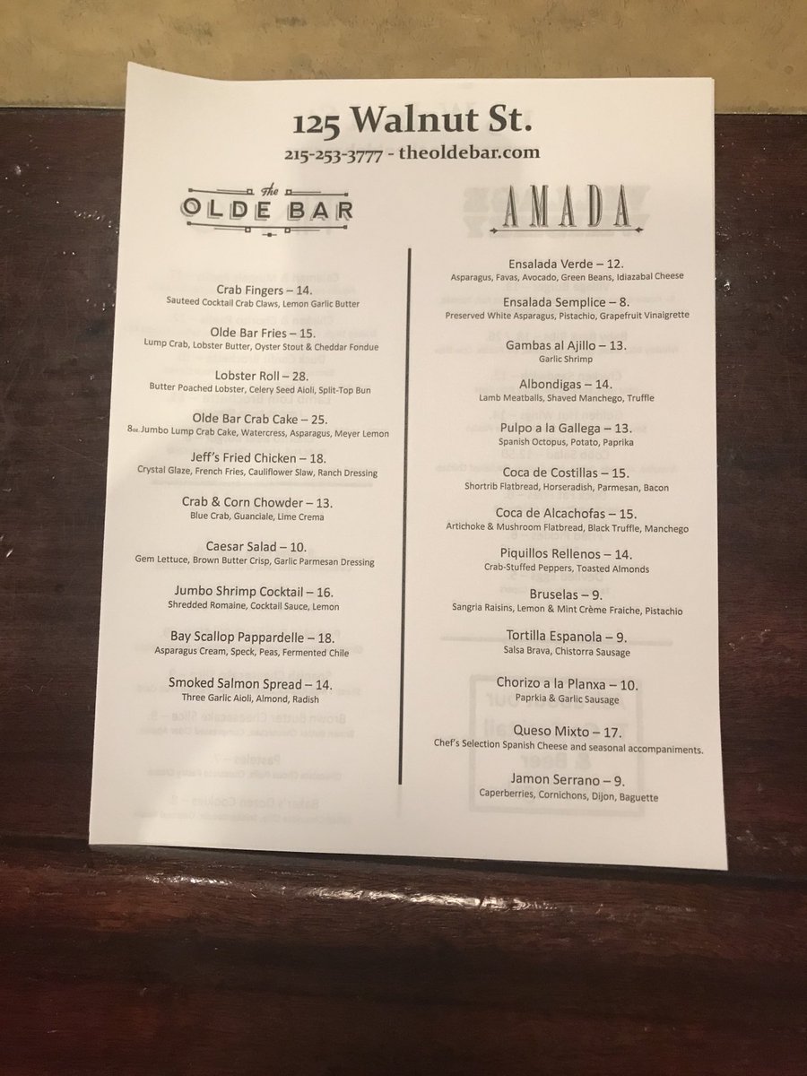 TheOldeBarPHL's tweet photo. Missing your favorite restaurants?  Order to go from both @ https://t.co/bXKYl0OOna. https://t.co/9AVQ5oXy0k