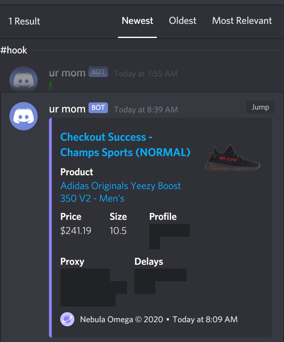 7 from ECB. 1 from Nebula. 😞
<a href="/EasyCopBots/">EasyCop</a> <a href="/nebulabots/">nebulabots</a> 
<a href="/NotifyProxies/">burner</a> @theproxychefs 
<a href="/notify/">Notify</a> <a href="/r3stocked/">R3STOCKED</a>
