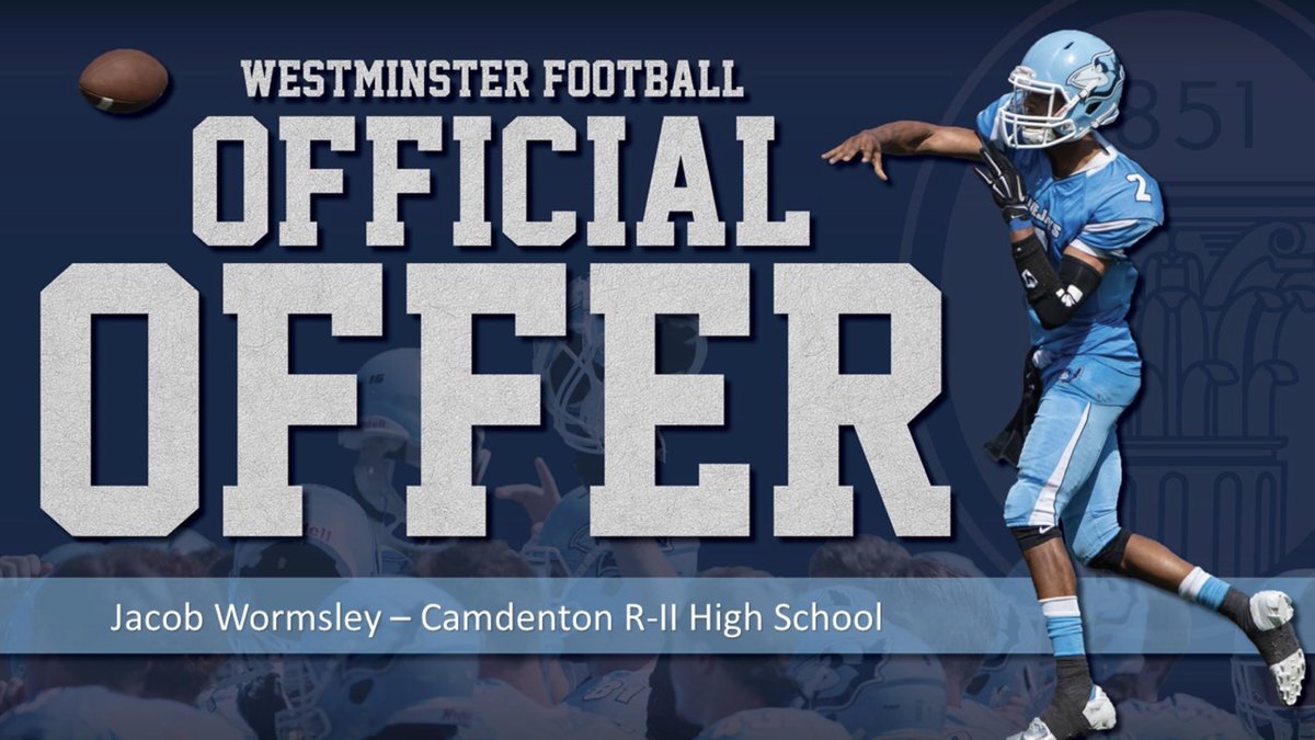 jacobwormsley12's tweet photo. @silvers1237 thank you so much Westminster for the official offer to play football next fall! https://t.co/5oCGlbi81V