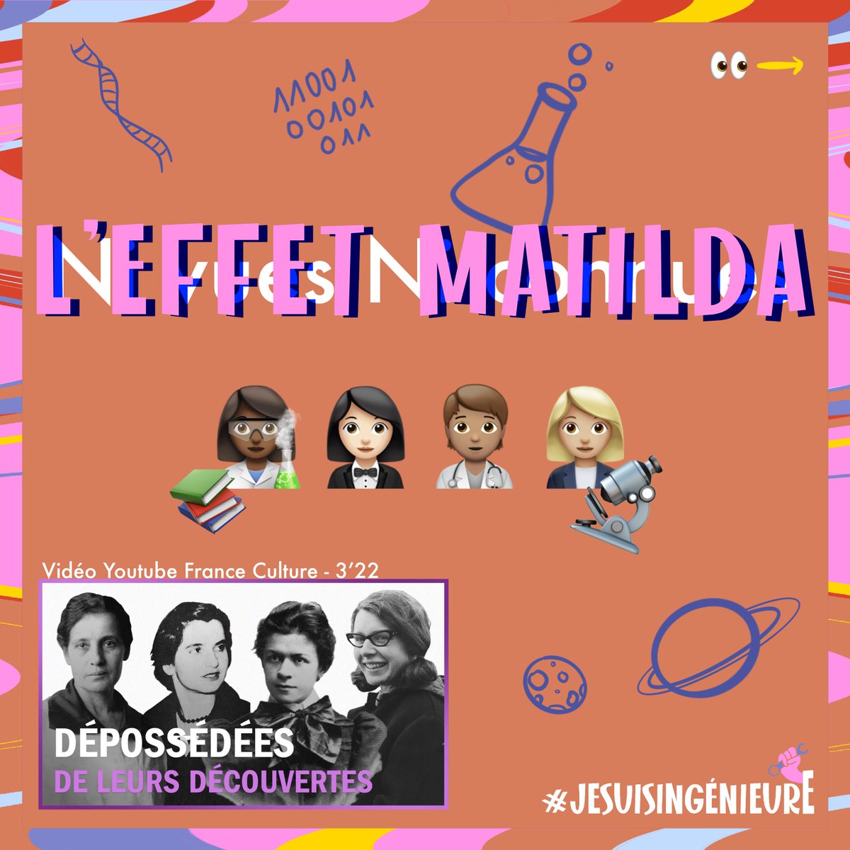 IngenieurE_IMT's tweet photo. Cette semaine, un post un petit peu spécial : on vous présente l’effet Matilda 🧠👩
✨En effet, nous publierons prochainement une série de portraits de femmes scientifiques ayant subi ce phénomène très répandu afin de leur rendre justice (avec le peu de moyens qu’on a) 💪⚖️ https://t.co/L9q1Gf57bt