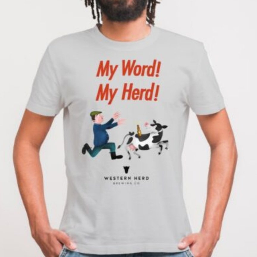WesternHerd's tweet photo. Forget your Christmas jumper. This year's must have fashion item is the first in our t-shirt series. Will the farmer ever get his beer back from the sneaky cow? Available online from today.
#shoplocal #drinklocal #Christmas2020 #Christmasgifts https://t.co/gL95ZhPe6w