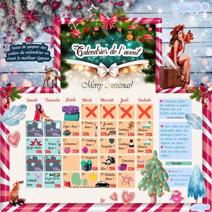 Mon Calendrier du mois de D&eacute;cembre ! 🎄🎄🎄🎄🎄🎄🎄🎄 Avec toutes mes infos pratiques ! Pleins de cadeaux &agrave; gagner