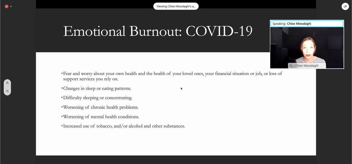 RowdyConUTSA's tweet photo. It’s time we take action to deal with burnout. 🙌

Thank you @ChloeMessdaghi for this wonderful talk, for bringing awareness to this topic that usually gets ignored, and for all the tips you gave to @RowdyConUTSA attendees to take action against burnout! 🤗 

#rowdycon2020 https://t.co/qw4eidNaFx