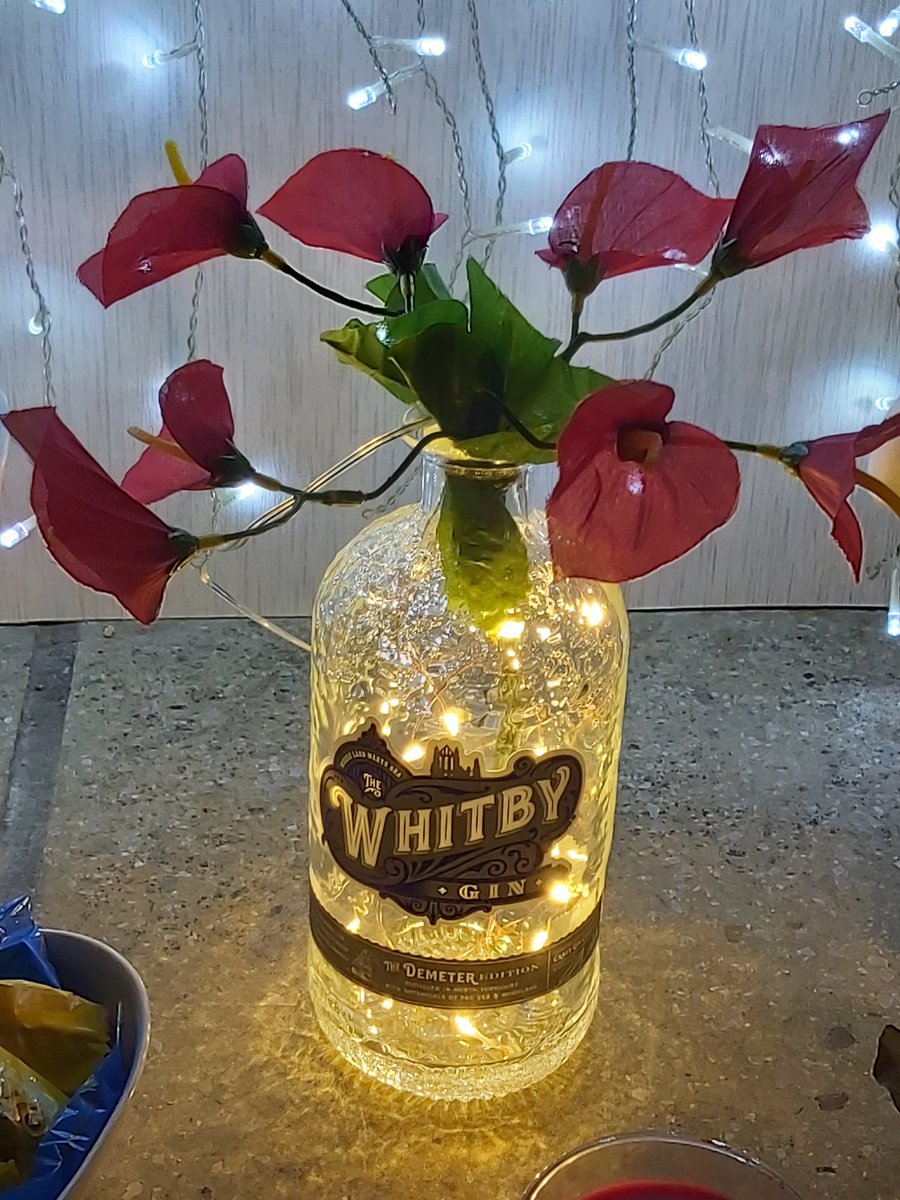 markwood261169's tweet photo. Decided like others that the @GinWhitby bottles for too good for the recycling bin so recycled as a Xmas lamp. Love the ammonite on the bottom https://t.co/KDWuL1AoWG