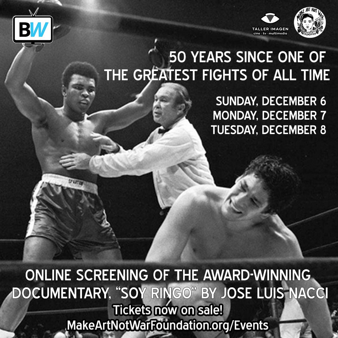 Make Art Not War Teaser Future Film Festival (@manwtfff2020) on Twitter photo 50 years since one of the most historic fights of our time. <a href="/MuhammadAli/">Muhammad Ali</a> vs Ringo Bonavena. Tickers on sale at makeartnotwarfoundation.org/events. Powered by <a href="/BingeWave/">Binge Wave</a> + <a href="/taller_imagen/">Cooperativa Taller Imagen</a> + <a href="/MakeArtNotWarF/">Make Art Not War Foundation</a>. DM for discounts or free tickets (who cannot afford it). #boxing #MuhammadAli #box 50 years since one of the most historic fights of our time. <a href="/MuhammadAli/">Muhammad Ali</a> vs Ringo Bonavena. Tickers on sale at makeartnotwarfoundation.org/events. Powered by <a href="/BingeWave/">Binge Wave</a> + <a href="/taller_imagen/">Cooperativa Taller Imagen</a> + <a href="/MakeArtNotWarF/">Make Art Not War Foundation</a>. DM for discounts or free tickets (who cannot afford it). #boxing #MuhammadAli #box