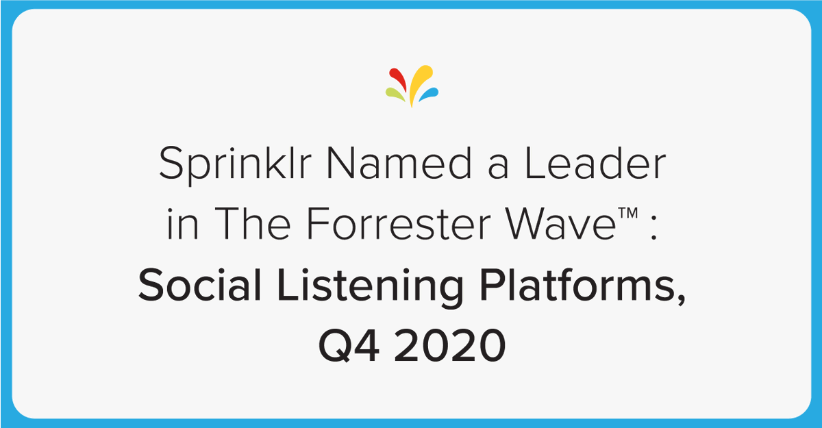 AtongSprinklr's tweet photo. .@Sprinklr is a leader in the prestigious @forrester Wave: Social Listening Platforms, Q4 2020 Report!🎉  Check out our press release for more info: https://t.co/LqcXqk3wc6 https://t.co/mP2e2UgJSD