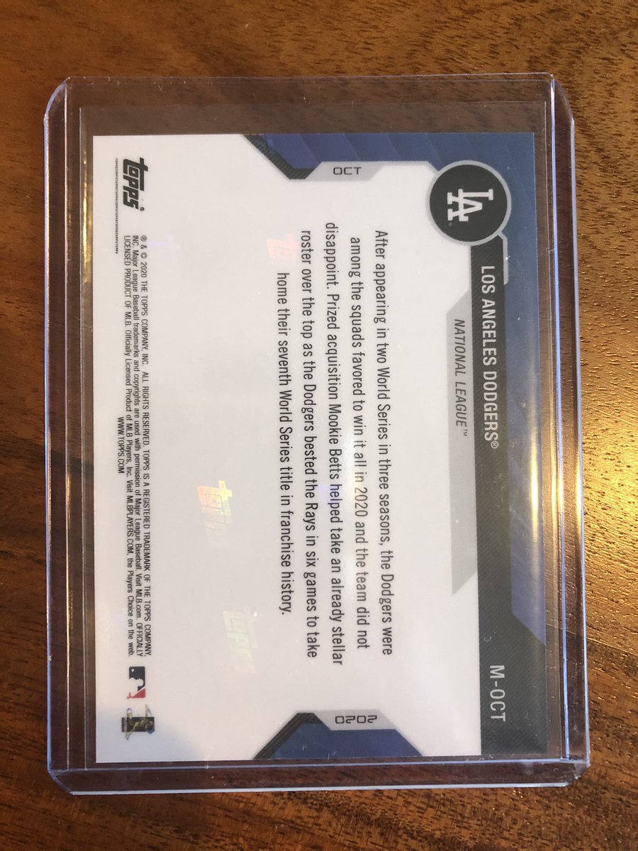 mattsaltzman's tweet photo. @HobbyConnector Any DODGERS fans interested in this Topps Now Card of the Month DODGERS WORLD SERIES WIN CARD!? Comes with the Topps Now box, case, and will also be individually packed safely in team bag! $20 shipped in bubble mailer with tracking for everything! @HobbyConnector https://t.co/2Lv8Y1mH4N