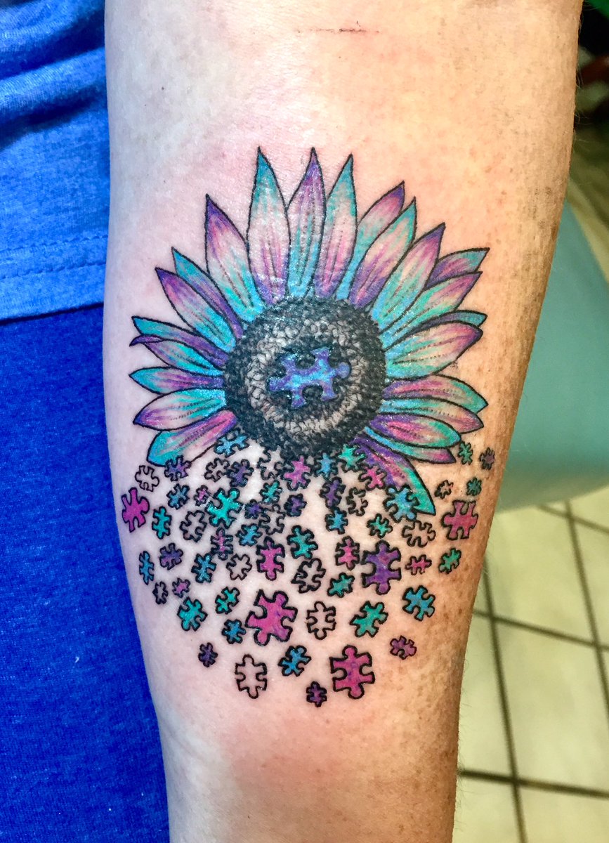 Watercolor Sunflower by Shawn Buss Wisconsin Tattoo Company Neenah WI   rtattoos