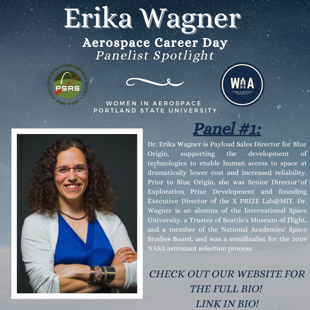 Panelist spotlight: Erika Wagner!
Head to tinyurl.com/AerospaceCaree… to register for our free virtual panels for highschool students to learn about the industry. This event is open to all!

#aerospace #aerospaceengineering #engineering #space