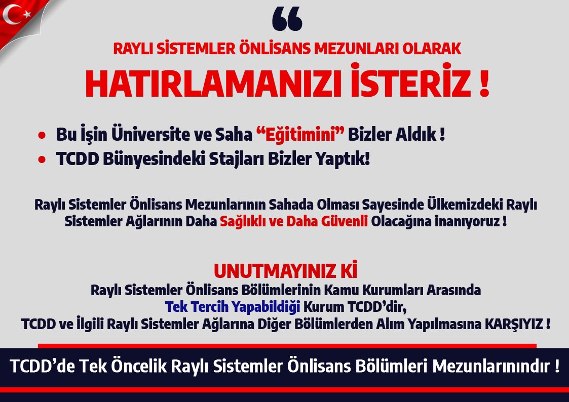 RSmezunlari's tweet photo. Unutmamak Gerekiyor ki,

Raylı Sistemler Önlisans Bölümleri Mezunlarının Kamu Kurumları Arasında Tek Tercih Yapabildiği Kurum TCDD’ dir..

Tcdd’de Tek Öncelik Raylı Sistemler Önlisans Bölümü Mezunlarınındır! https://t.co/nibsoGiae2