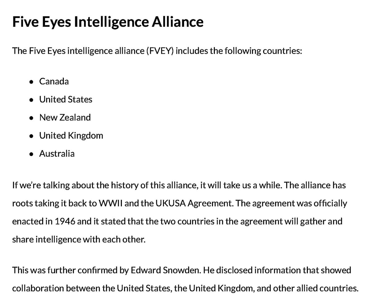 ‘The Five Eyes Intelligence Alliance.’NSA, CSEC, GCHQ, GCSB & ASD