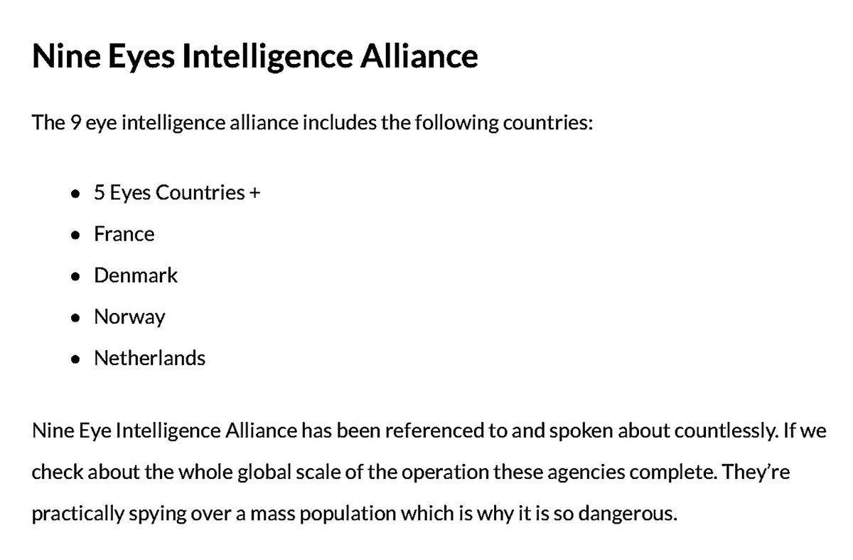 ‘The Nine Eyes Intelligence Alliance.’The 5 Eyes Countries + France, Denmark, Norway, And Netherlands.