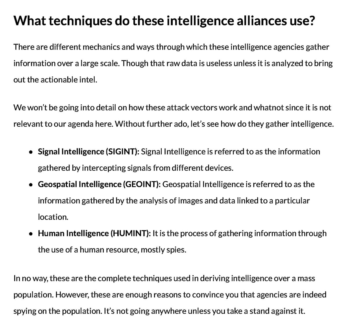 What Techniques Do These Intelligence Alliances Use?