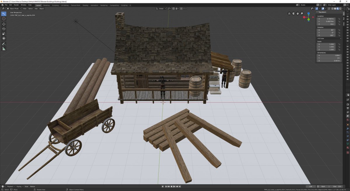 BackrootG's tweet photo. I am currently working on a new Lumberjack's Hut model for my massively Multiplayer Online Strategy Game [MMOSG].
Here is a video of the Hut: https://t.co/e43DrynUNG
#screenshotsaturday #indiegames #indiedev #indiegamedev #gamedev #gaming #MMO #MMOSG https://t.co/ouGZA2JkYB