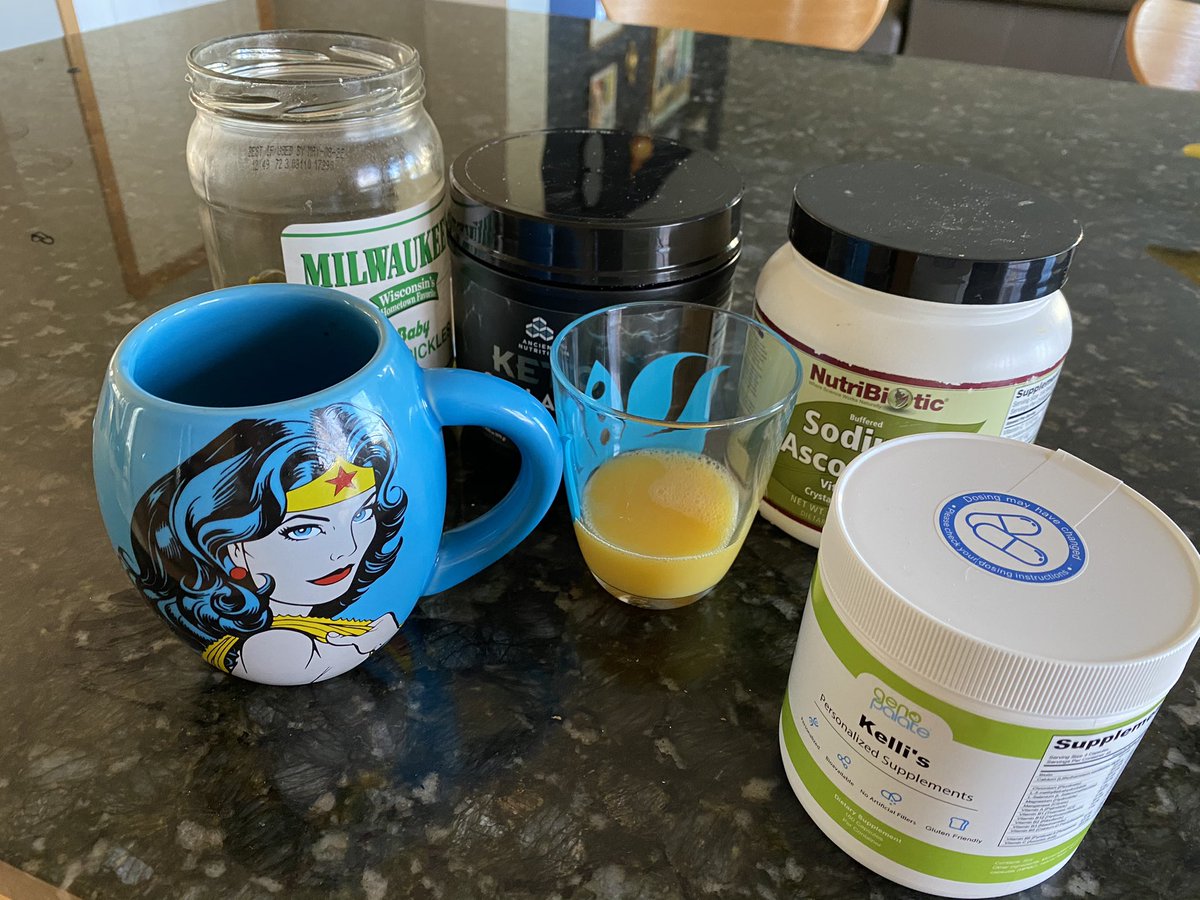 Day 5 #twitteradvent unveiling only in #2020 things: my new morning health routine to keep #Covid away, thanks to my personalized (based on dna) vitamins from <a href="/GenoPalate/">GenoPalate</a> Pharma grade C by <a href="/NutriBiotic_US/">Nutribiotic</a> &amp; <a href="/Peace_Coffee/">Peace Coffee</a> with <a href="/ancientnutr/">Ancient Nutrition</a> collagen &amp; of course #Milwaukeespickles
