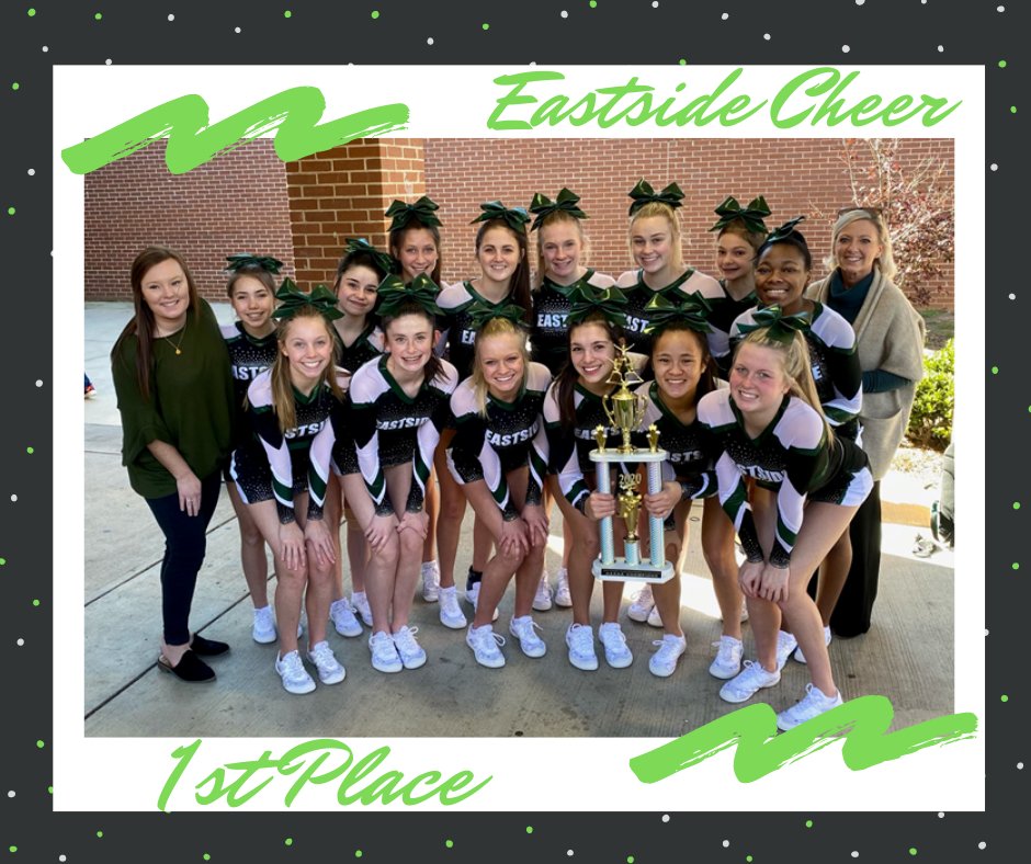 Congratulations to Eastside COMPETITION CHEERLEADING with Head Coach <a href="/CoachLKerr/">Lin Lindsay Kerr</a> for finishing as 1st Place Champions in the AAAAA division at the 2020 Ultimate Grand Cheerleading Championship at Union Grove High School today!  #WeBleedGREEN <a href="/EastsideHSCheer/">Eastside Cheerleading</a>