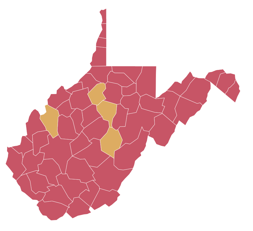 With West Virginia’s surge in cases, one really has to wonder whether the difference in these “threat level” maps from thre state and Harvard are distoring public perception, influencing the uptick:

State: 11 of 55 counties in the red.
Harvard: 51 of of 55 counties in the red.